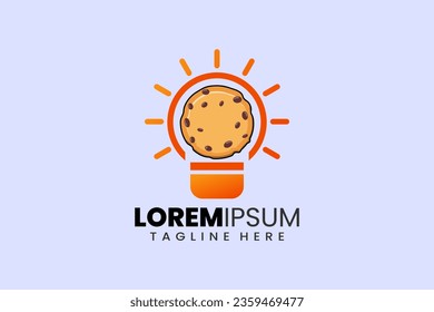 cookies creativas lámpara de bombilla de bizcocho diseño diseño concepto de logo de educación de inspiración vectorial