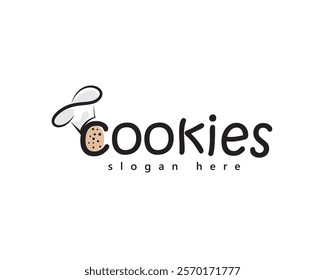 creative cookies inside the letter c with wearing a chef hat logo design