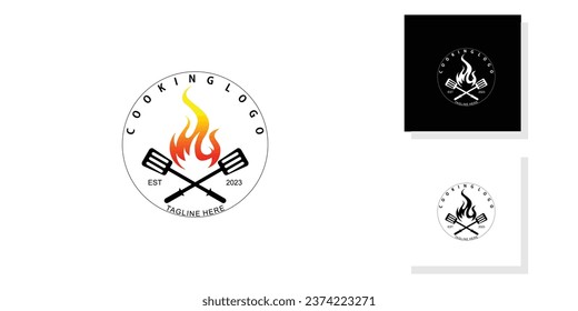 Logo de cocina creativa con concepto moderno| flor de cocina| vector premium