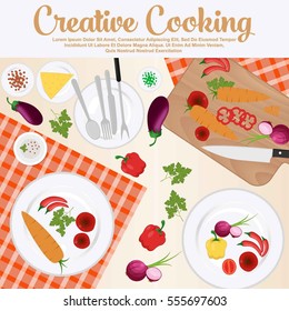 Creative cooking poster design. Elements and icons for cards, vector illustration, poster and web design