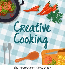 Creative Cooking, Cooking related business background and header design