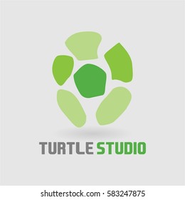creative and cool green and colorful turtle studio logo for company business shirt and organization in white background