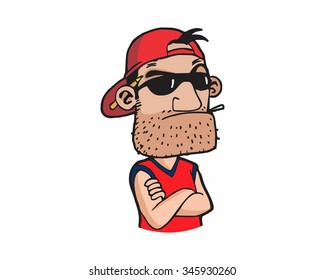 creative cool guy character illustration mascot logo icon vector