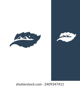 creative cool leaf and mountain logo design vector