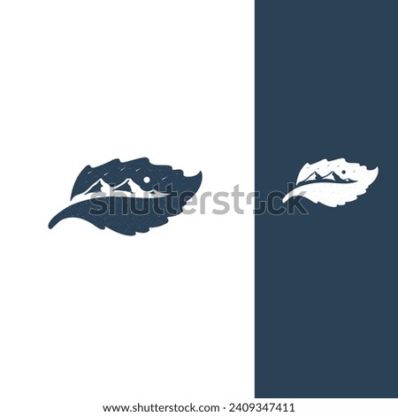 creative cool leaf and mountain logo design vector