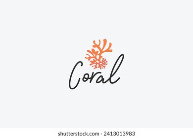 diseño creativo del logo icónico de coral ilustrativo vectorial con dibujos animados y estilos modernos para el negocio de rescate, la agricultura y la jardinería.
