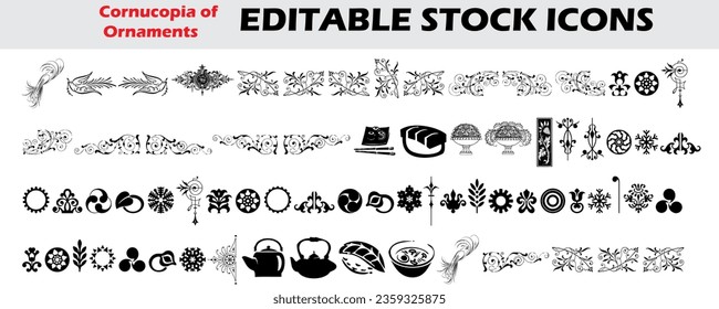 Creative Cornucopia of Ornament Editable Stock Icon Design