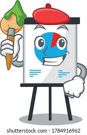 A creative corona graph artist mascot design style paint with a brush