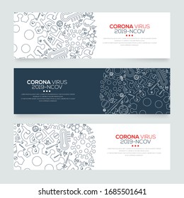 Creative (Corona virus -2019-nCoV ) Banner Word with Icons ,Vector illustration.