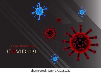Creative (Corona virus -2019-nCoV ) Banner Word with Icons ,Vector illustration. Abstract vector microbe isolated on black background. 