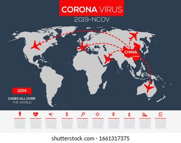 Creative (Corona virus -2019-nCoV ) info graphic map with Icons ,Vector illustration.