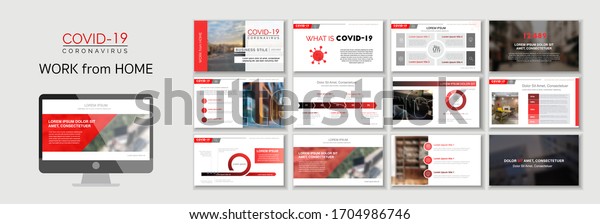 Creative (Corona virus -2019-nCoV ) Set of business plan\
presentation. Easy use in web modern flat blog posts or office, For\
app, digital display style in quarantine. Coronavirus theme. A4\
