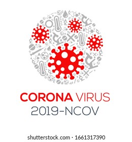 Creative (Corona virus -2019-nCoV ) Word with Icons ,Vector illustration.