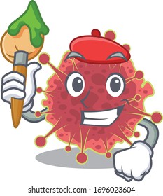 A creative coronaviridae artist mascot design style paint with a brush