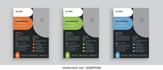 Creative Corpoarte abstract business flyer template with clean design. Brochure design, cover modern layout, annual report, poster, flyer in A4 with colorful shapes for market with light background