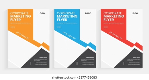 Creative corporate agency best business flyer template, Corporate industry business flyer template set, Geometric shape editable business leaflet, a4 size paper sheet, and handout template
