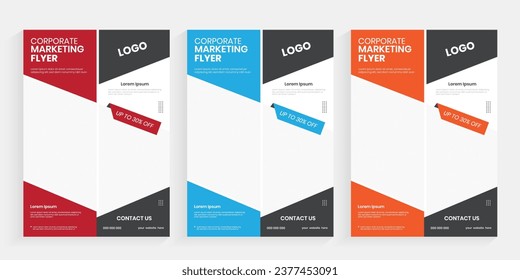 Creative corporate agency best business flyer template, Corporate industry business flyer template set, Geometric shape editable business leaflet, a4 size paper sheet, and handout template