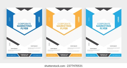 Plantilla creativa de folleto empresarial de la agencia corporativa, conjunto de folletos empresariales de vectores corporativos, folleto comercial de forma abstracta, hoja de papel de tamaño 4 y plantilla de documentos