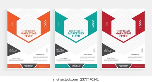 Plantilla creativa de folleto empresarial de la agencia corporativa, conjunto de folletos empresariales de vectores corporativos, folleto comercial de forma abstracta, hoja de papel de tamaño 4 y plantilla de documentos