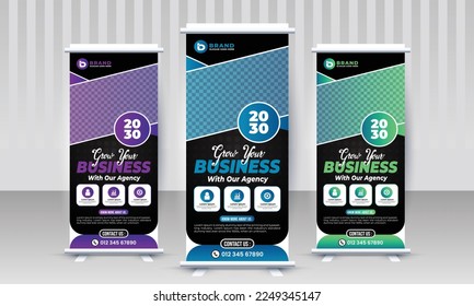 Creative corporate agency business standee x rollup pullup signage retractable banner design vector template