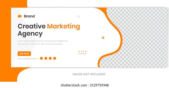 Creative corporate banner design template, organic orange shapes vector