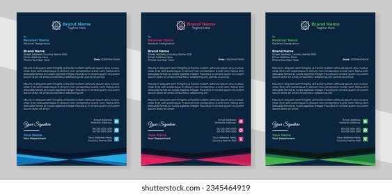 Creative and Corporate Black Business Letterhead Template Design