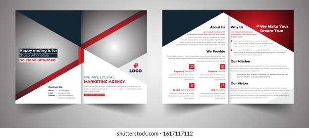 Creative Corporate Black and Red Elegant Bi Fold Brochure Template 
