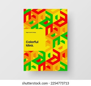 Creative corporate brochure A4 design vector concept. Simple mosaic tiles placard layout.