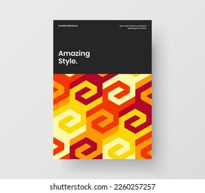 Creative corporate brochure A4 design vector concept. Modern mosaic tiles magazine cover template.