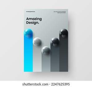 Creative corporate brochure vector design concept. Bright realistic balls pamphlet template.