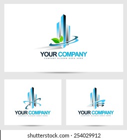 Creative Corporate Building Logo. Vector Design for Real Estate Company.Skyscraper logo.