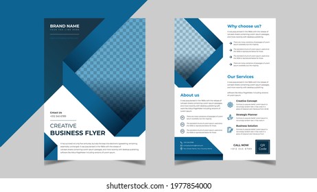 Creative Corporate Business Agency Double Side Cyan and Deep Blue and Black Shadow Multiple Color option Flyer Template Design 