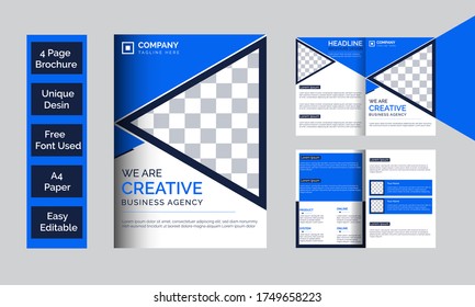 creative corporate business brochure template design modern and creative brochure in A4 with colorful design 4-page business brochure blue closure