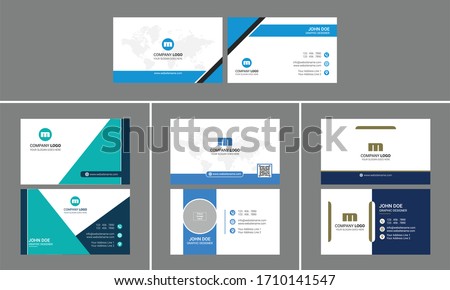 Creative Corporate Business Card Bundle Design with qr code place holder.