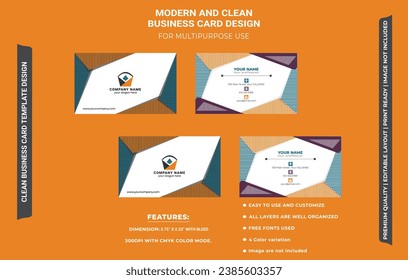 Creative corporate business card Template modern and Clean design with creative shape design.