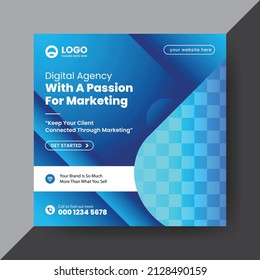 Creative corporate business and digital marketing agency social media post design with modern shapes
