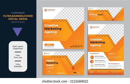 Creative corporate Business flyer, Banner, Facebook Cover or social media post for digital marketing promotion template premium vector