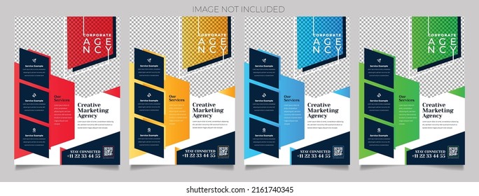 Creative Corporate Business Flyer Brochure abstract vector template design 4 color set for cover, annual report, seminar
