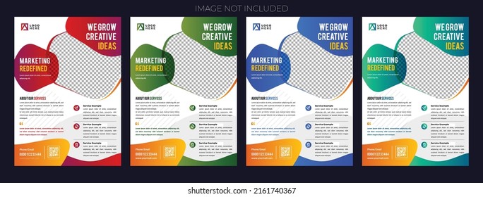 Creative Corporate Business Flyer Brochure abstract vector template design 4 color set for cover, annual report, seminar