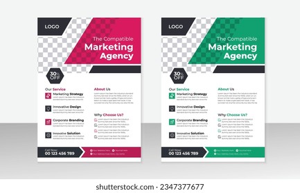 Creative corporate business flyer brochure template design, Abstract business flyer, Corporate Business Flyer Design Template, Unique Marketing agency flyer vector template design. 