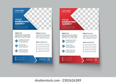 Creative corporate Business Flyer design layout background, two colors set, vector template in A4 size .