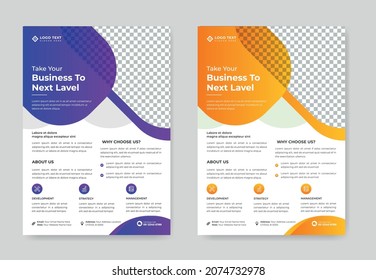 Creative Corporate business flyer template design set or a4 flyer template with blue, green, red, and yellow colors. marketing, business brochure proposal flyer