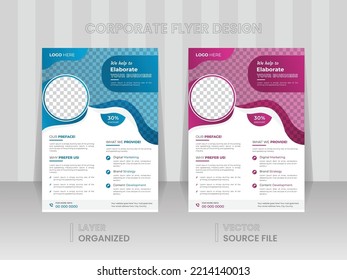 Creative Corporate and Business Flyer Template Design, Abstract business Brochure  flyer, Vector template banner design. Leaflet cover with gradient color, Unique company annual report, Elegant poster