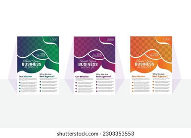 Creative Corporate Business Flyer Template Design, abstract business flyer, template design with purple, green, orange