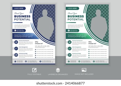 Creative Corporate Business-Flyer-Vorlage, Geometrische Form, die für das Design von Geschäftspostbildern verwendet wird, buntes Flyer-bearbeitbares Bundle, Marketing-Print-Material Broacher-Design-Vorlage.