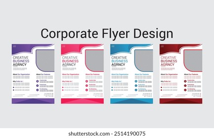Creative Corporate Business Flyer Template, Corporate Business Flyer Template Business Flyer Template with Minimalist Layout Used for Business Poster Layout, Graphic Desi.Here are 4 color flyer design