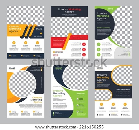 Creative Corporate business flyer template design. 6 Leaflet Brochure poster vector illustrator. For marketing, business proposal, advertise, Annual Report, promotion, book cover, education