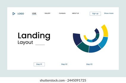 Creative corporate business landing page design with multiple color shapes