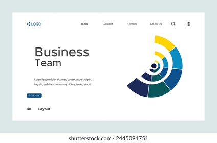 Creative corporate business landing page design with multiple color shapes