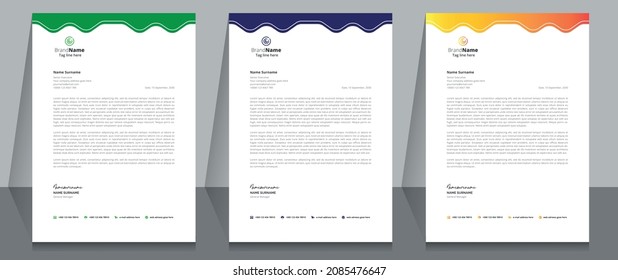 Creative Corporate Business Letterhead Template Design.